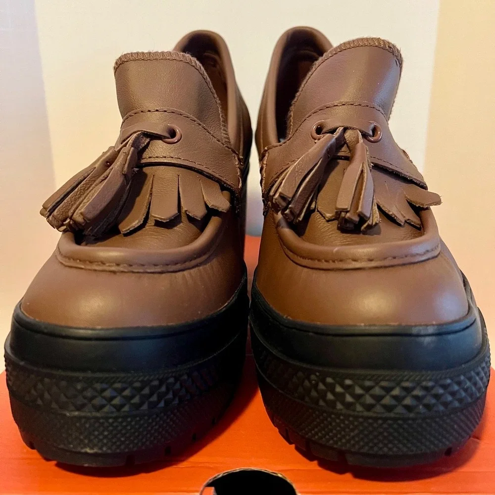 Converse Chuck‎ 70 De Luxe Heel Loafer Platform Leather 7.5 Dark Roast A14715C - Picture 6 of 9